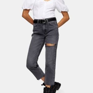 NEVER WORN! Topshop Raw Hem Straight Leg Jean